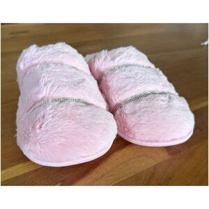 Women’s Pink Rhinestone Faux Fur Cozy Glam Slippers Size L (9–10)